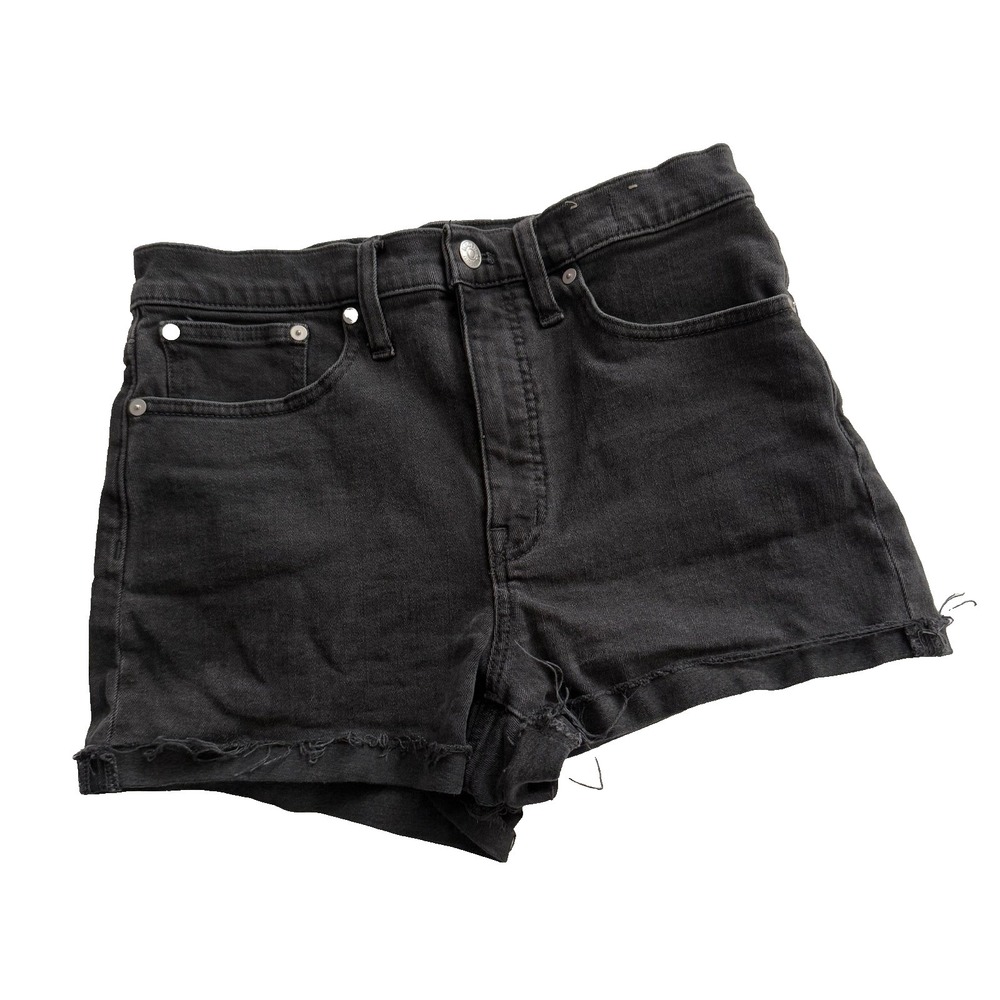 Madewell High Rise Denim Shorts Womens 27 Distressed Washed Charcoal Festival